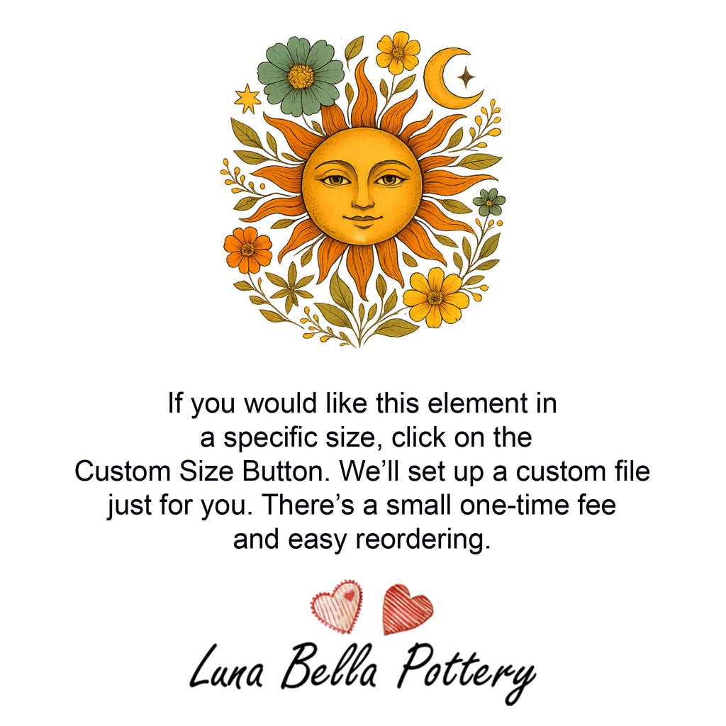 Celestial Sun Face Inglaze Ceramic Decals, Food Safe & Dishwasher Safe, Cone 04-6