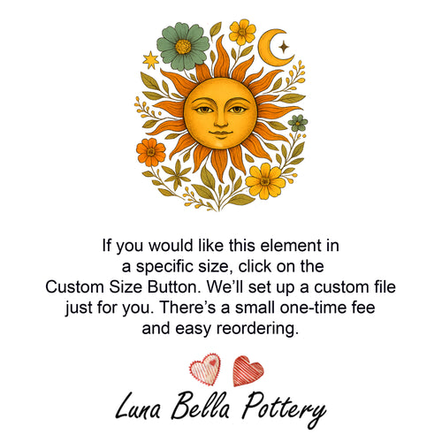 Celestial Sun Face Inglaze Ceramic Decals, Food Safe & Dishwasher Safe, Cone 04-6