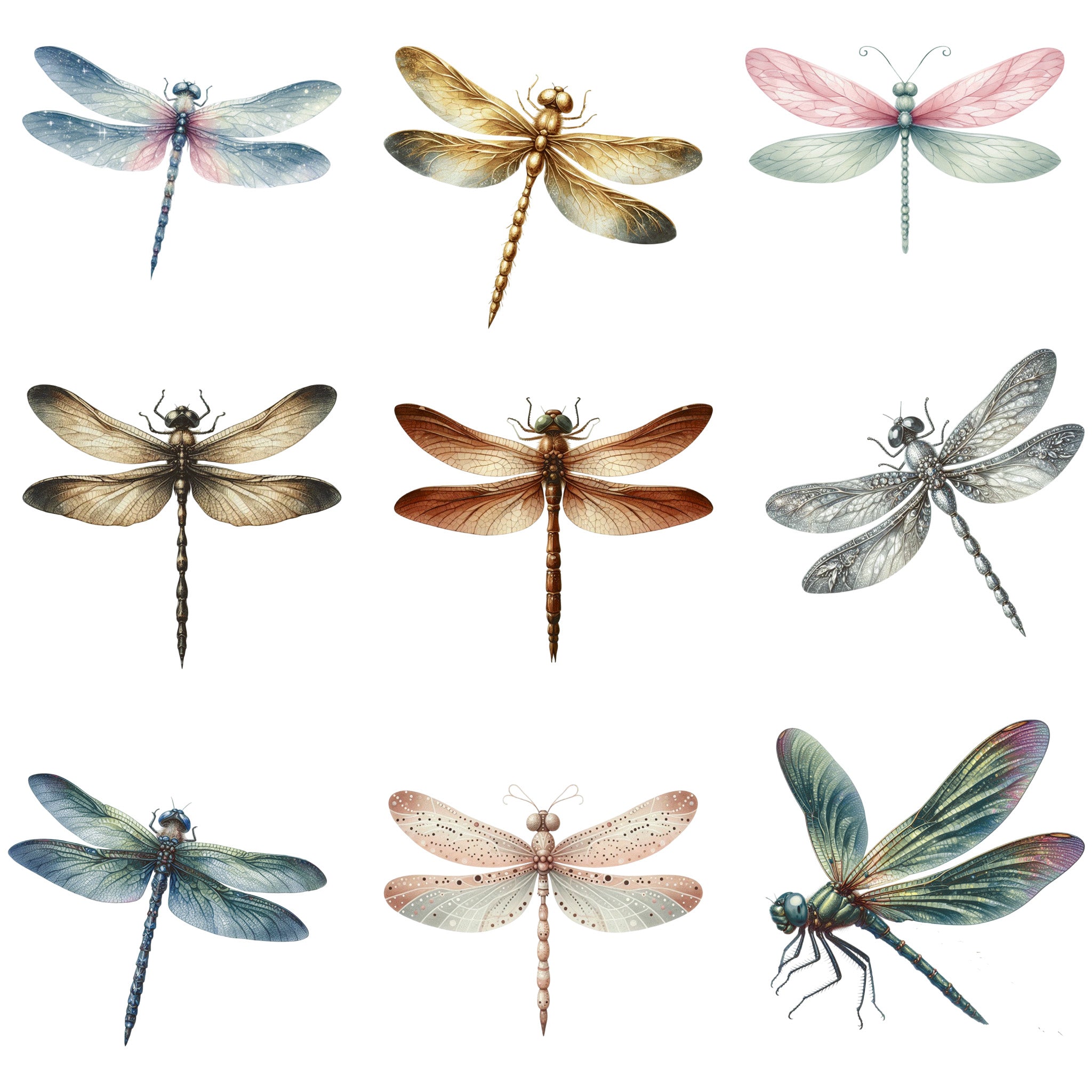 Dragonflies Set 1 Inglaze Ceramic Decals, Food Safe & Dishwasher Safe, Cone 04-6