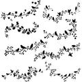 Silhouettes of Birds in Branches Inglaze Ceramic Decals, Food Safe & Dishwasher Safe, Cone 04-6