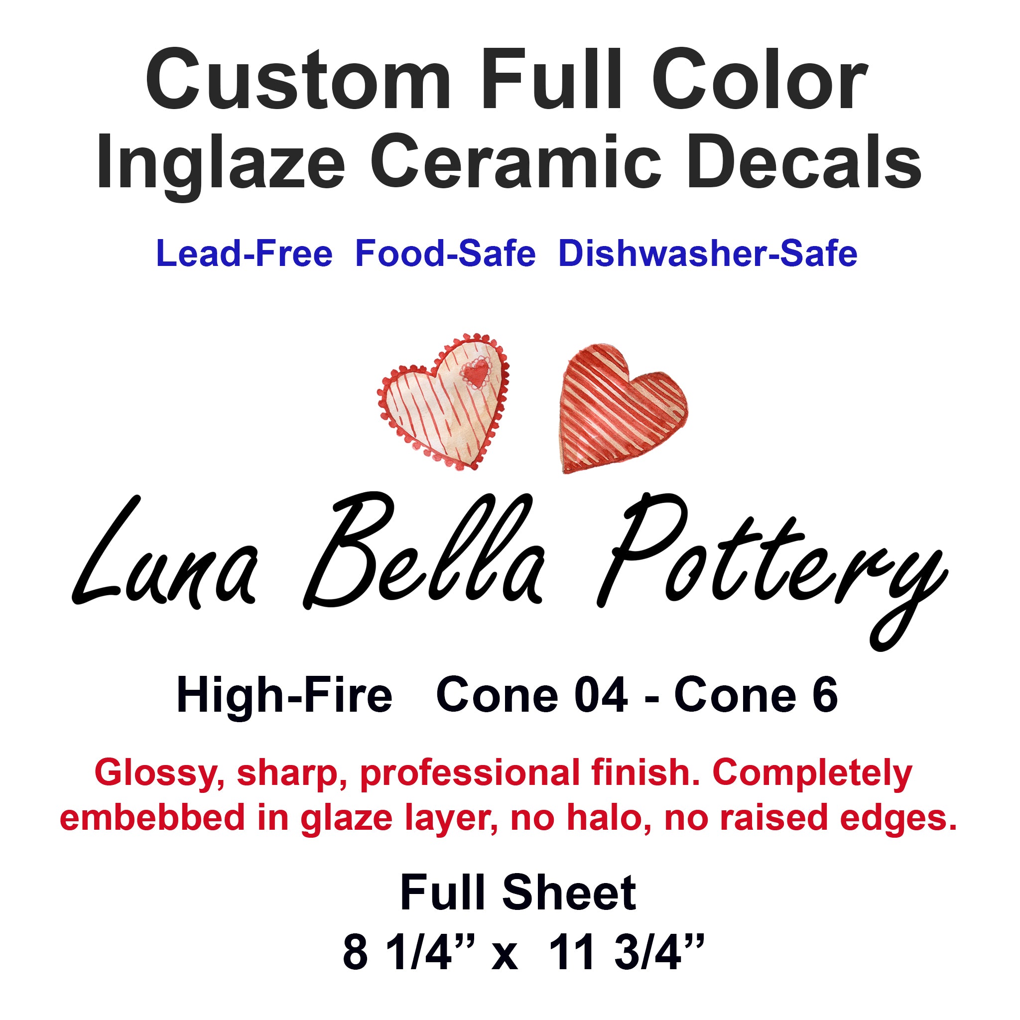 custom sheet of inglaze ceramic decals