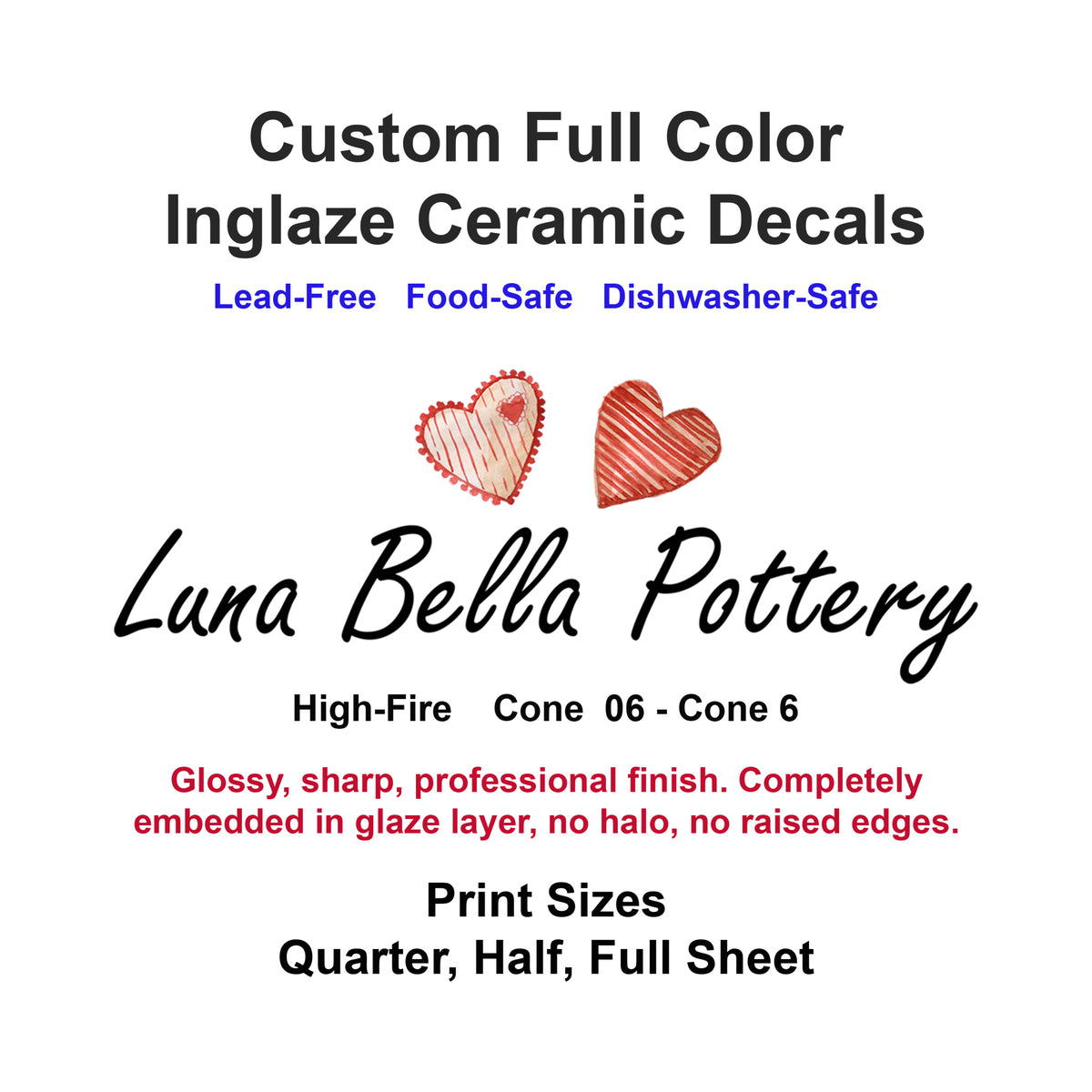 Custom Full Color Inglaze Ceramic Decal Sheet