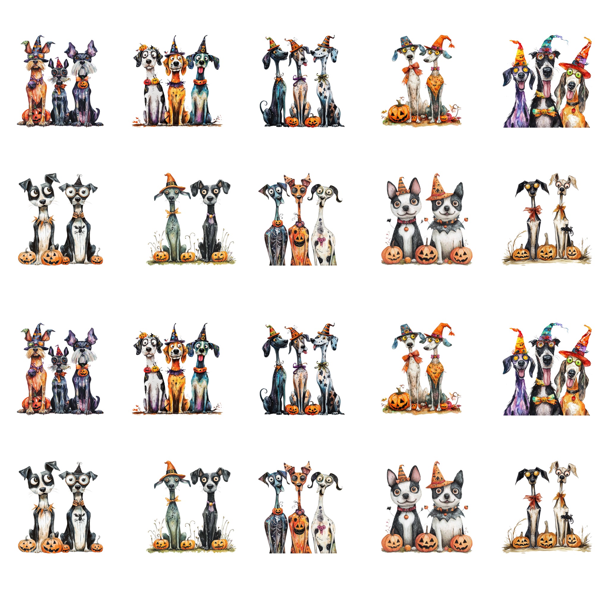 Quirky Halloween Dogs Inglaze Ceramic Decals, Food Safe & Dishwasher Safe, Cone 04-6)